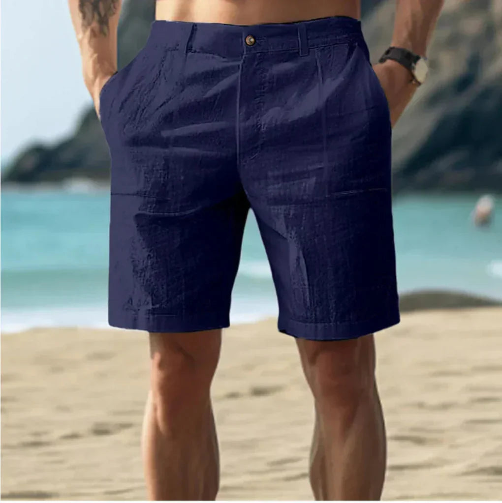 Men's Linen Shorts, Breathable Casual Shorts with Drawstring Waist