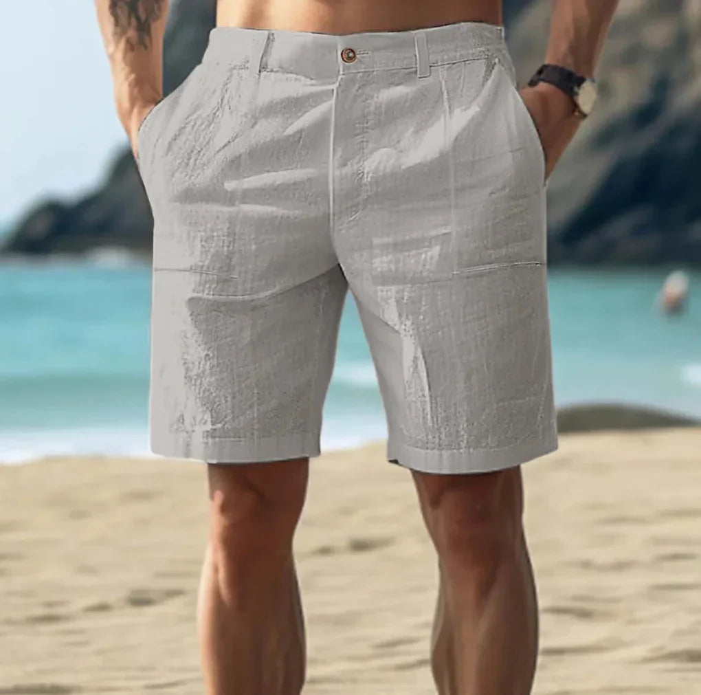 Men's Linen Shorts - Casual Summer Shorts with Adjustable Waistband