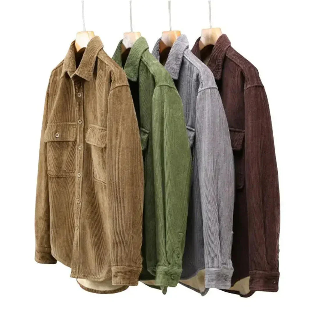 Men's Corduroy Shirt - Warm Vintage Button-Up Casual Shirt