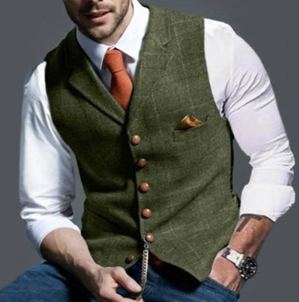 Men's Vintage Vest - Classic Button-Front Waistcoat