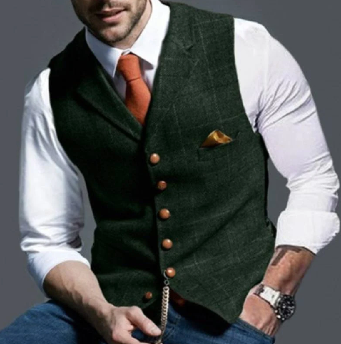 Men's Vintage Vest - Classic Button-Front Waistcoat