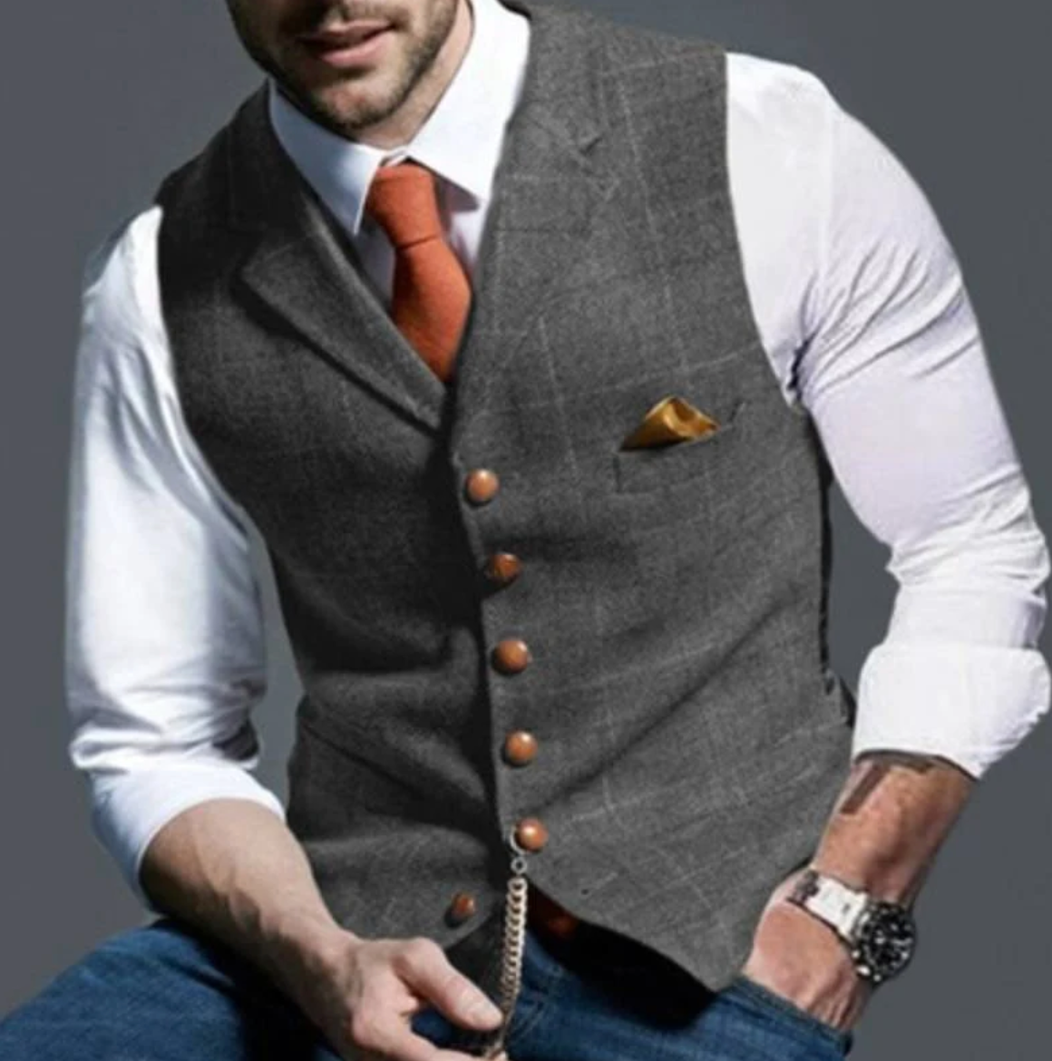 Men's Vintage Vest - Classic Button-Front Waistcoat