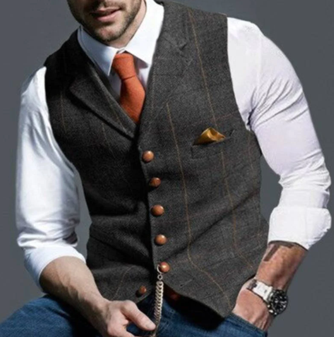Men's Vintage Vest - Classic Button-Front Waistcoat