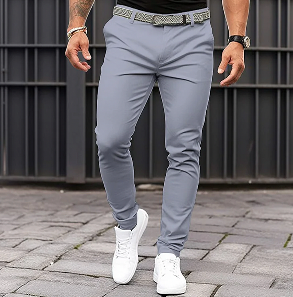 Men's Business Trousers, Mid-Rise Tailored Dress Pants for Work