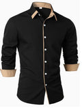 Men's Long-Sleeve Button-Down Shirt with Two-Tone Collar Detail