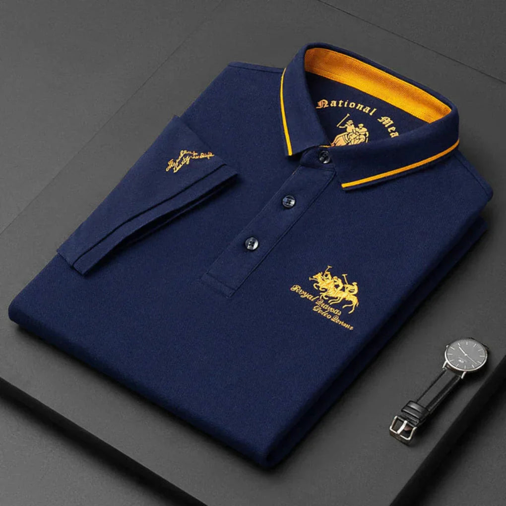 Men's Casual Polo Shirt, Breathable Cotton Polo with Button-Down Collar
