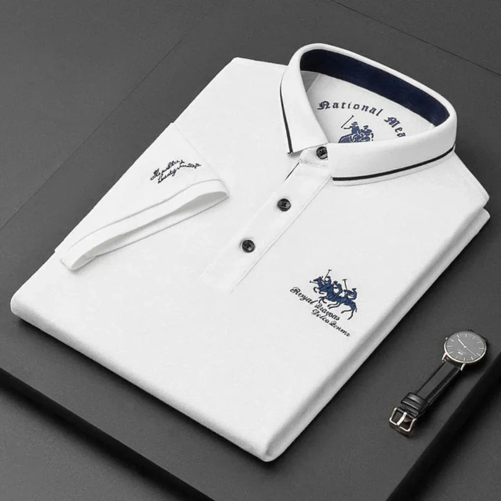 Men's Casual Polo Shirt, Breathable Cotton Polo with Button-Down Collar