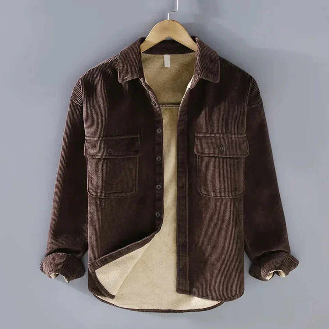 Men's Corduroy Shirt - Warm Vintage Button-Up Casual Shirt
