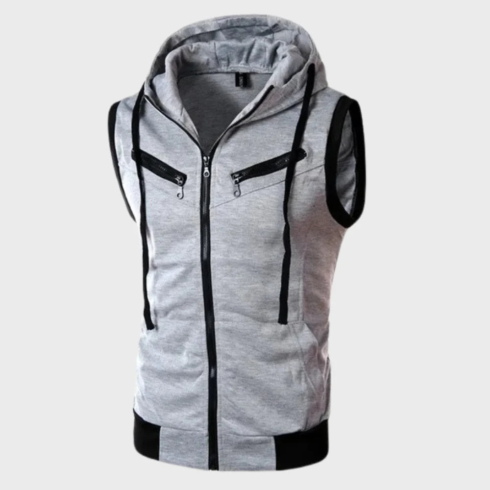 Men's Sleeveless Hooded Vest, Lightweight Layering Piece