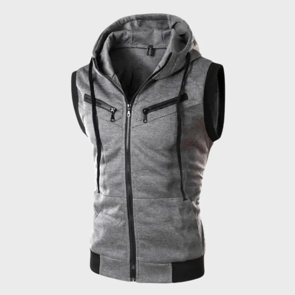 Men's Sleeveless Hooded Vest, Lightweight Layering Piece