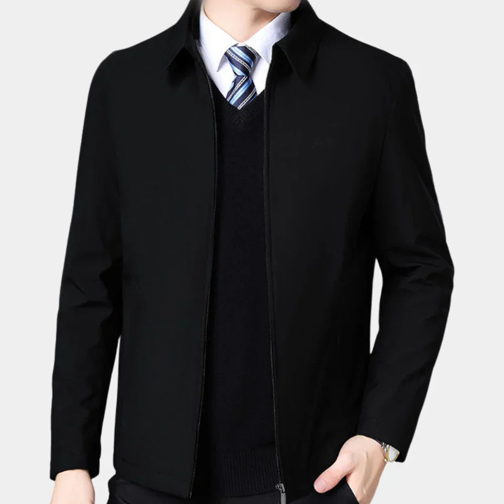 Men's Zip-Up Fall Jacket | Classic Collar Lightweight Coat