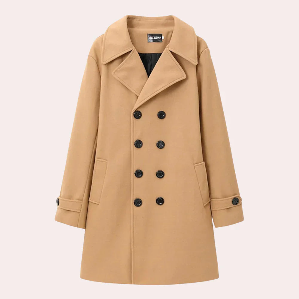 Men's Wool Blend Coat - Tailored Lapel Overcoat