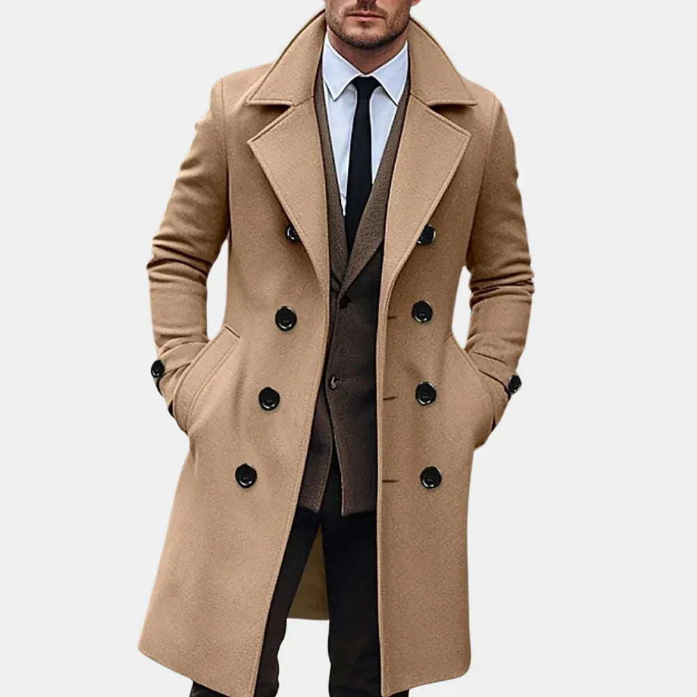 Men's Wool Blend Coat - Tailored Lapel Overcoat