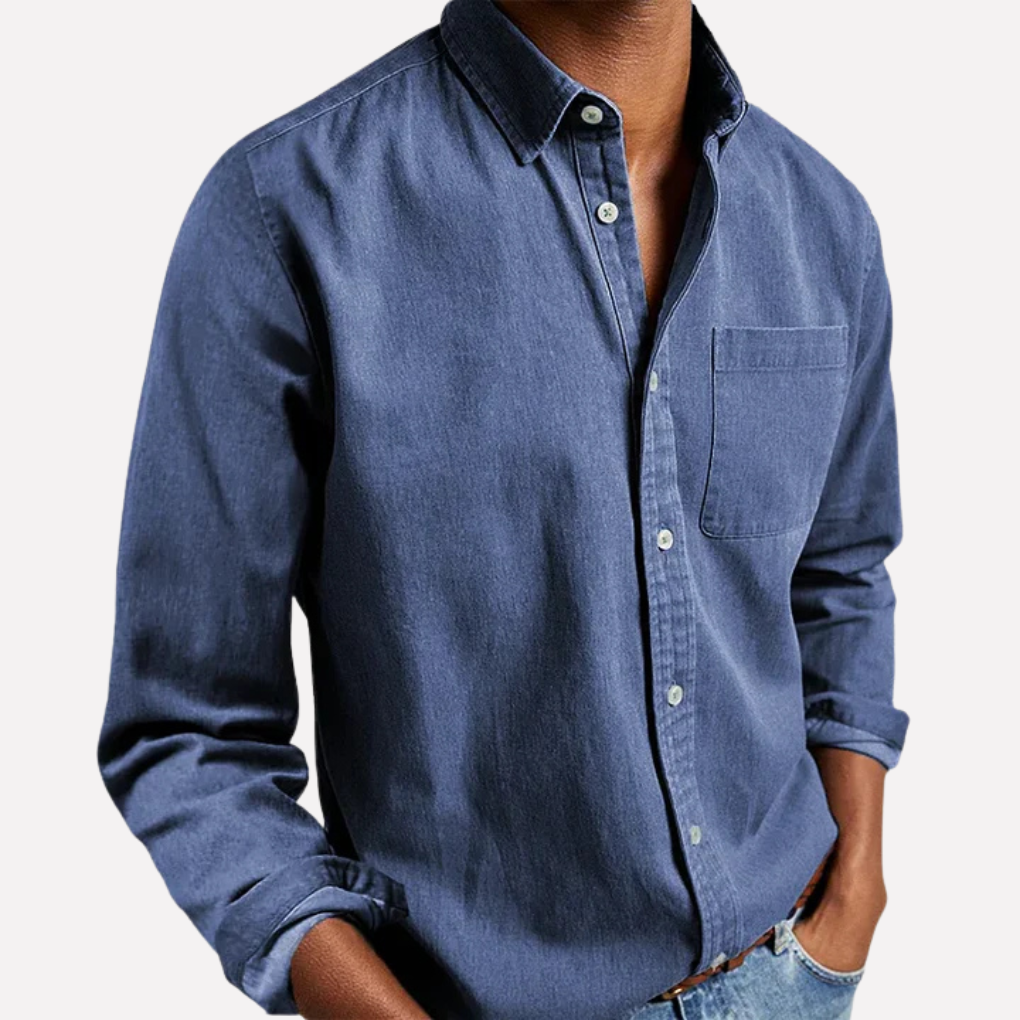 Men's Casual Button-Up Shirt, Everyday Standard Fit Collared Top