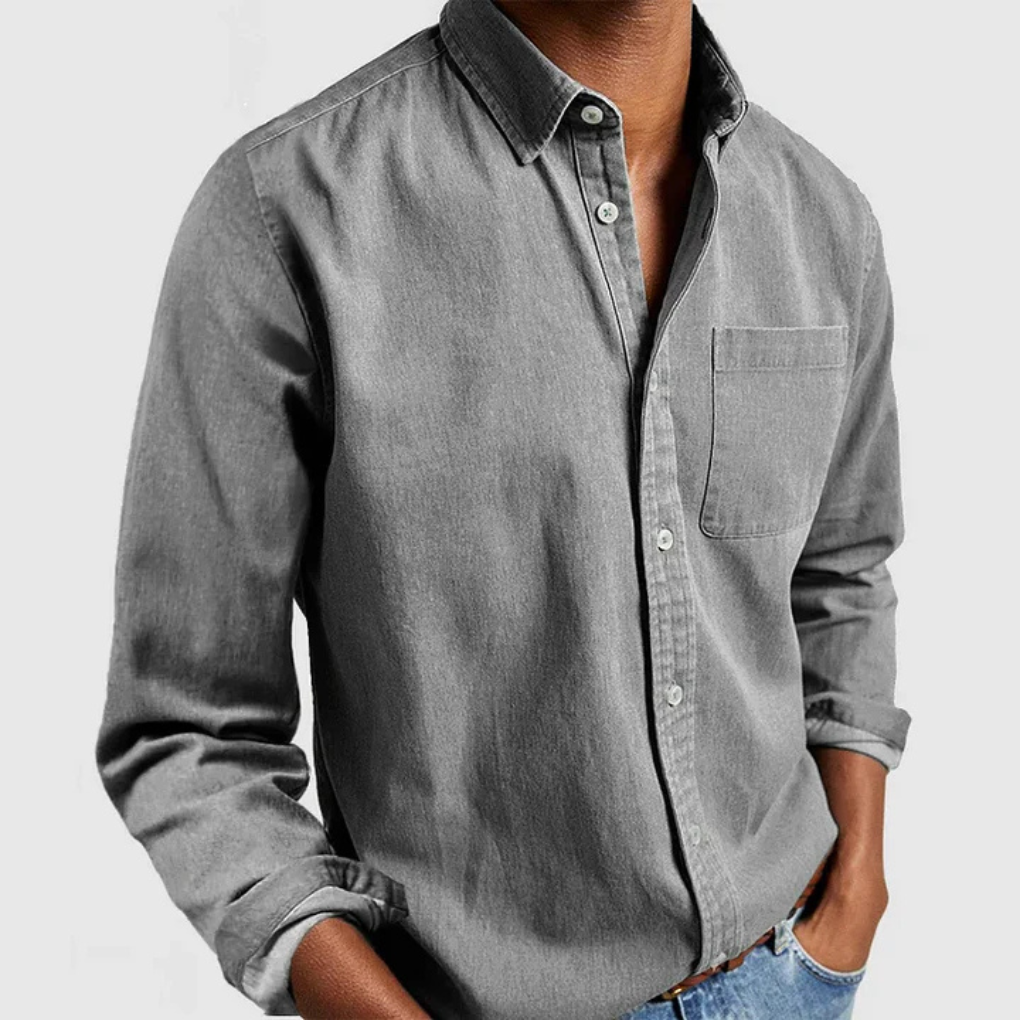 Men's Casual Button-Up Shirt, Everyday Standard Fit Collared Top