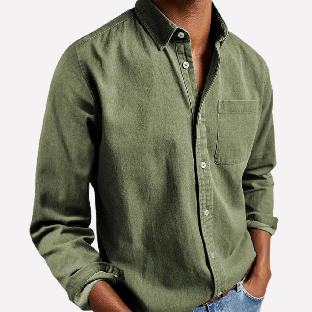 Men's Casual Button-Up Shirt, Everyday Standard Fit Collared Top