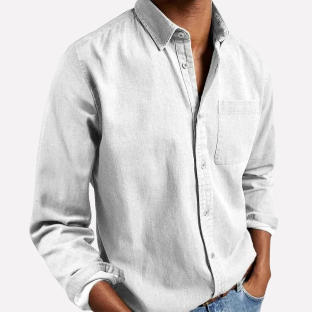 Men's Casual Button-Up Shirt, Everyday Standard Fit Collared Top