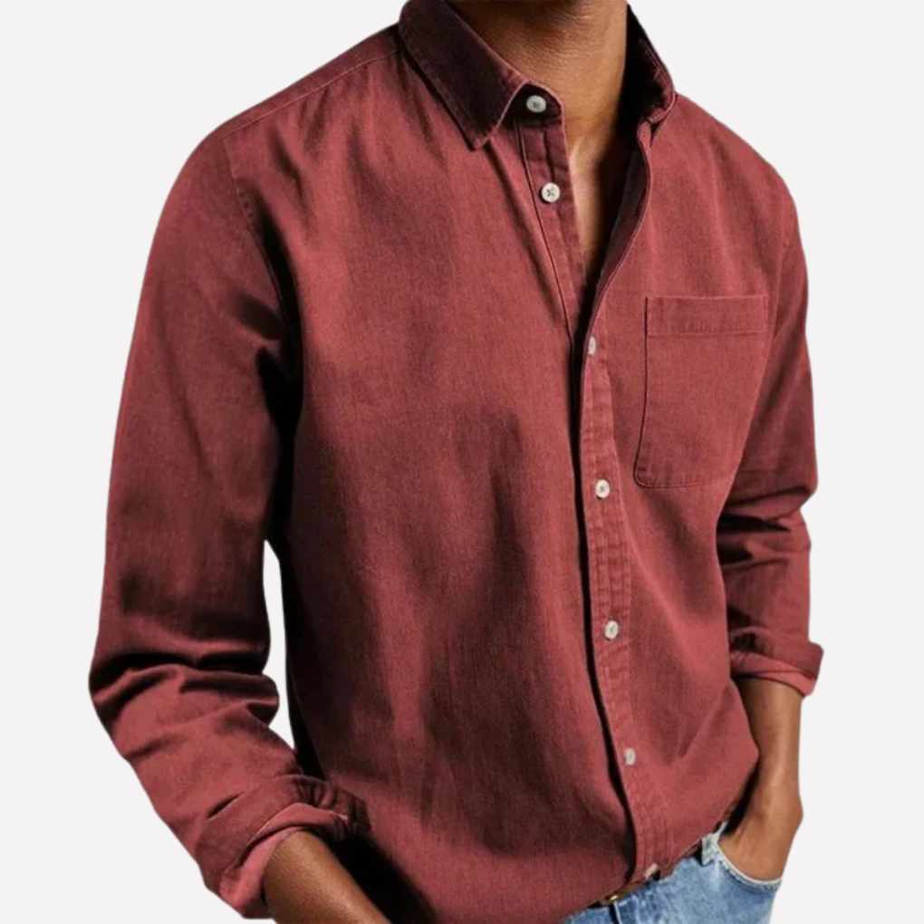 Men's Casual Button-Up Shirt, Everyday Standard Fit Collared Top