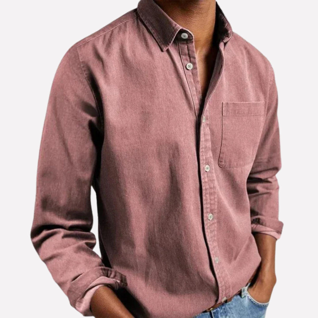Men's Casual Button-Up Shirt, Everyday Standard Fit Collared Top