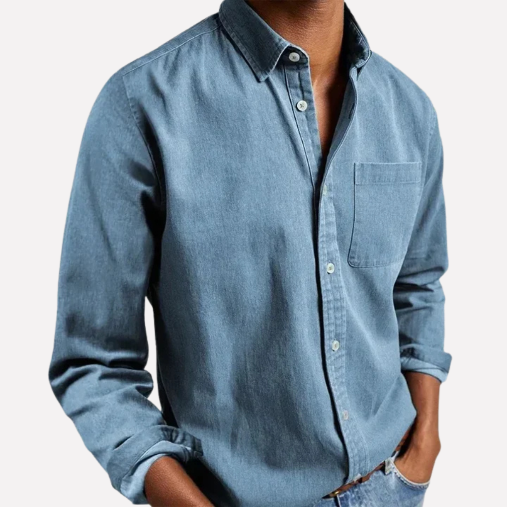 Men's Casual Button-Up Shirt, Everyday Standard Fit Collared Top