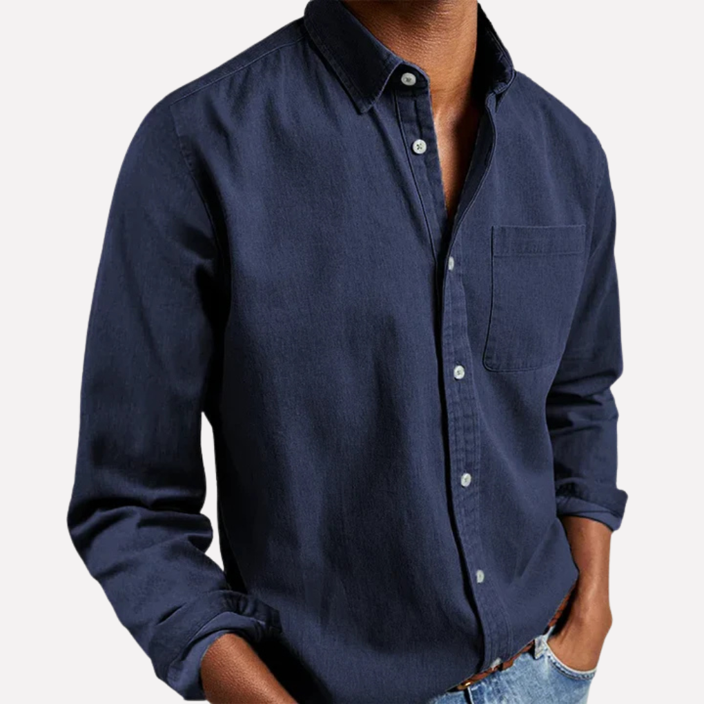 Men's Casual Button-Up Shirt, Everyday Standard Fit Collared Top