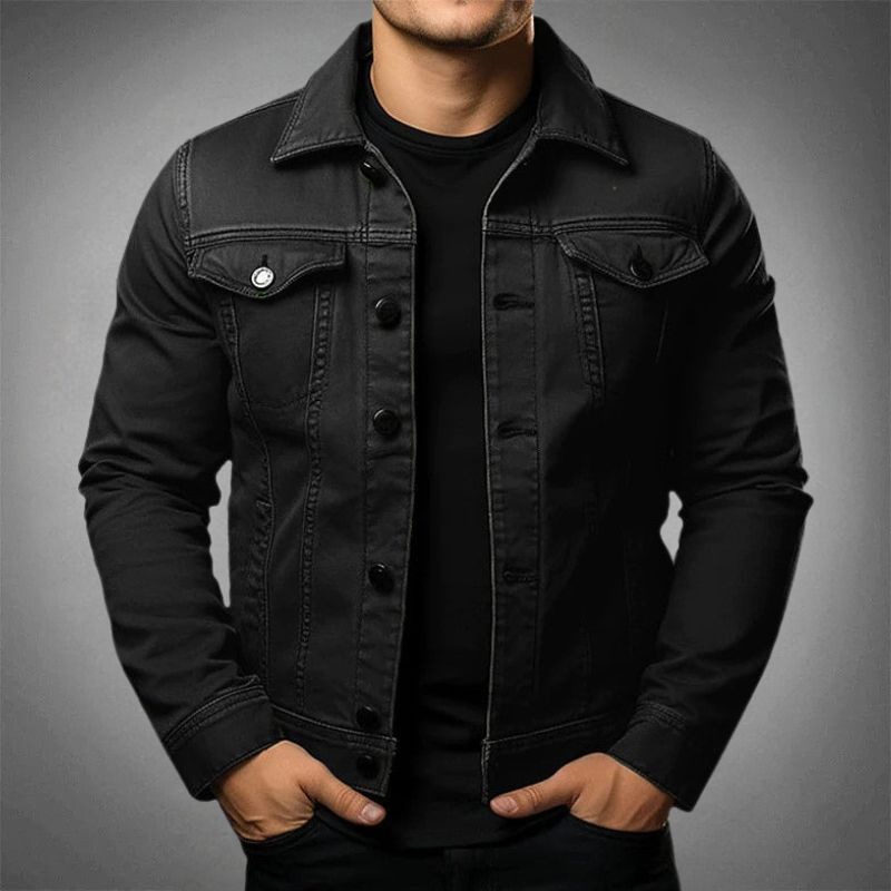 Men's Denim Jacket, Classic Button-Down Cotton Trucker Style