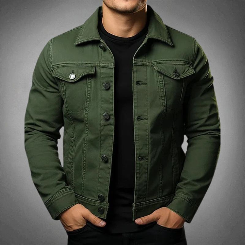Men's Denim Jacket, Classic Button-Down Cotton Trucker Style