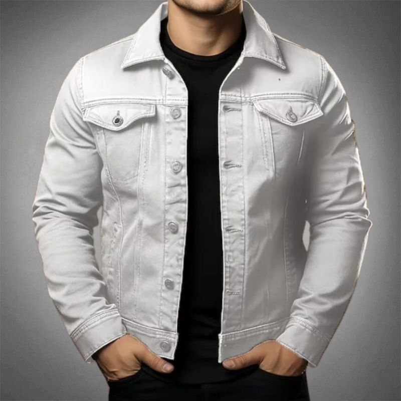 Men's Classic Denim Jacket, Button Up Cotton Coat
