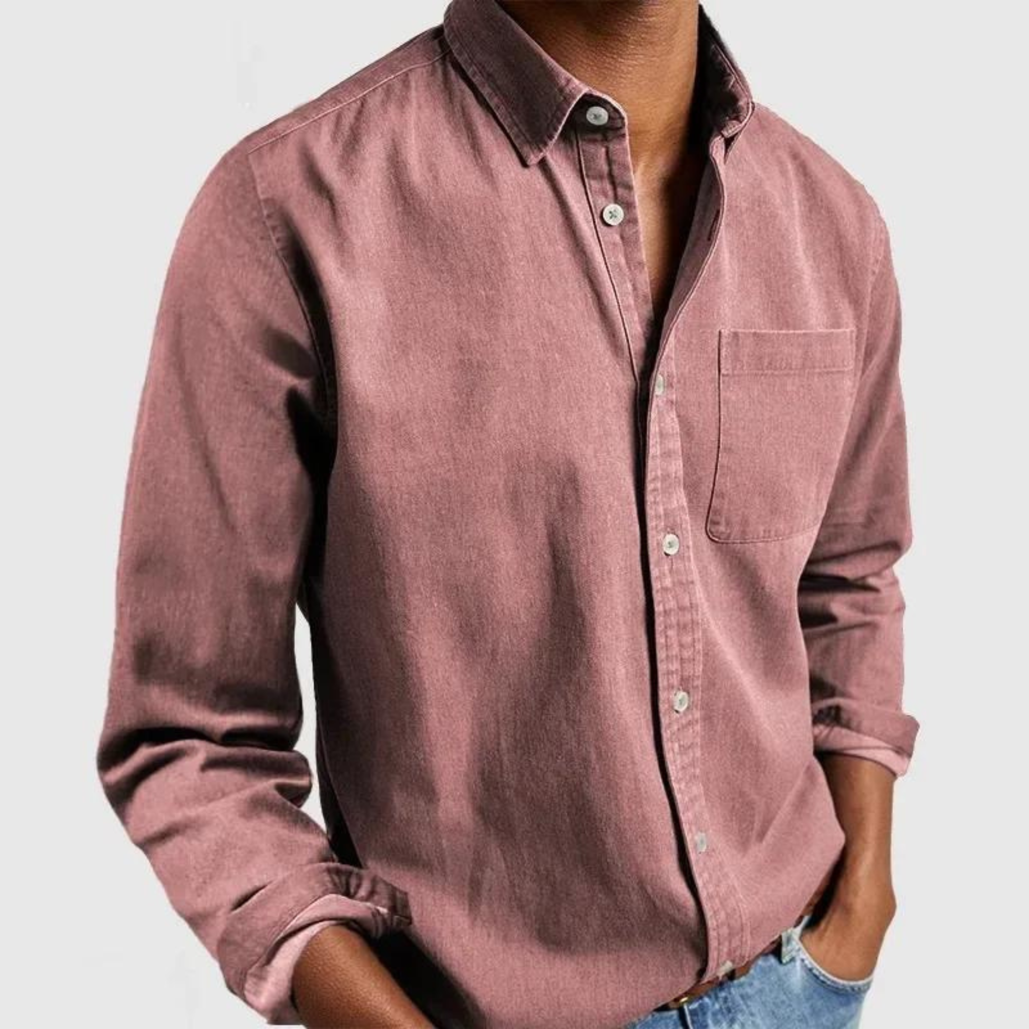 Men's Military-Style Button-Up Shirt - Breathable Casual Cotton Shirt