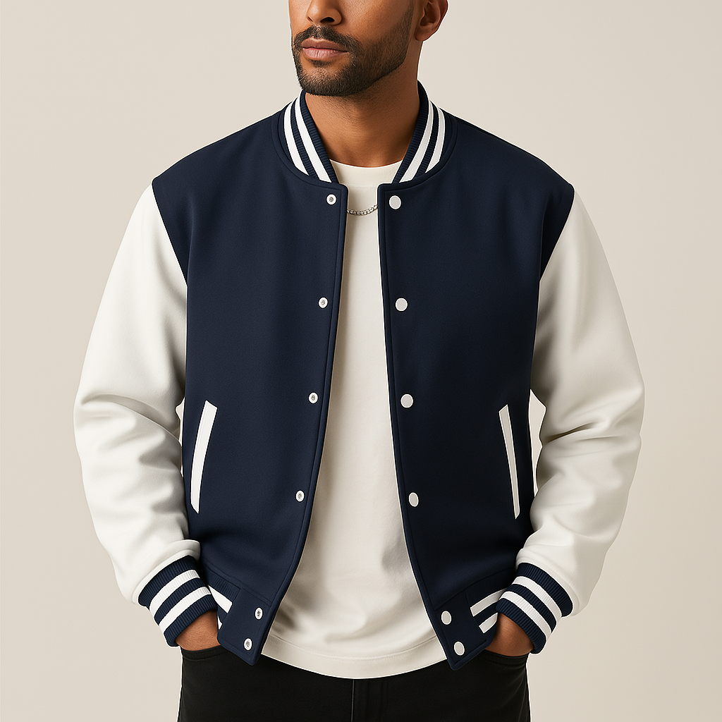 Men's Baseball Jacket | Lightweight Snap-Button Varsity Jacket