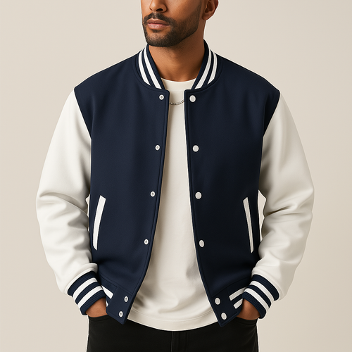 Men's Baseball Jacket | Lightweight Snap-Button Varsity Jacket