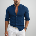 Men's Slim Fit Mandarin Collar Shirt | Lightweight Button-Up