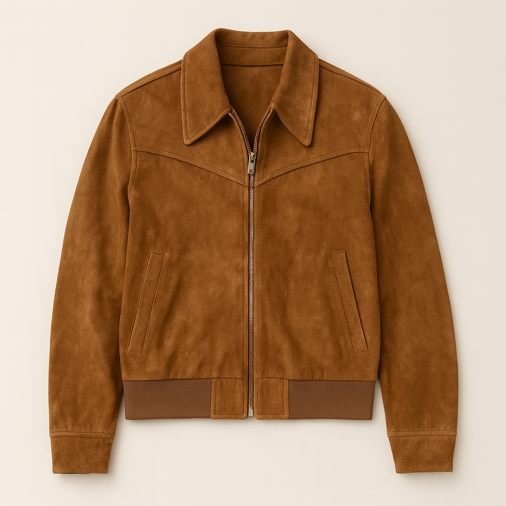 Men's Faux Suede Jacket, Lightweight Insulated Jacket with Cotton Lining