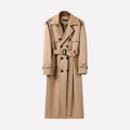 Men's Long Belted Trench Coat, Over-the-Knee Wool Style Coat