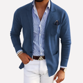 Men's Knit Blazer, Lapel Collar Textured Knit Casual Jacket