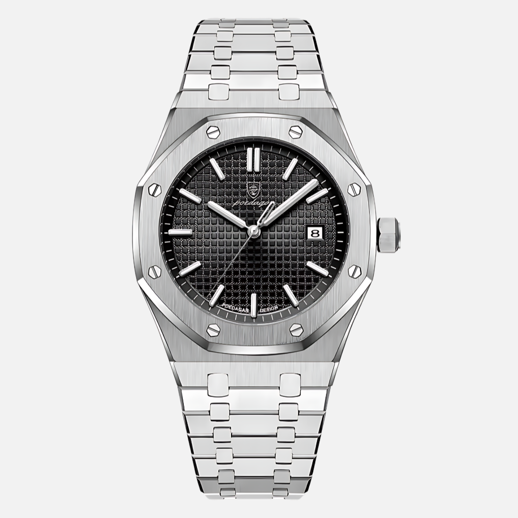 Men's Stainless Steel Watch, Classic Quartz Dress Watch with Roman Numerals