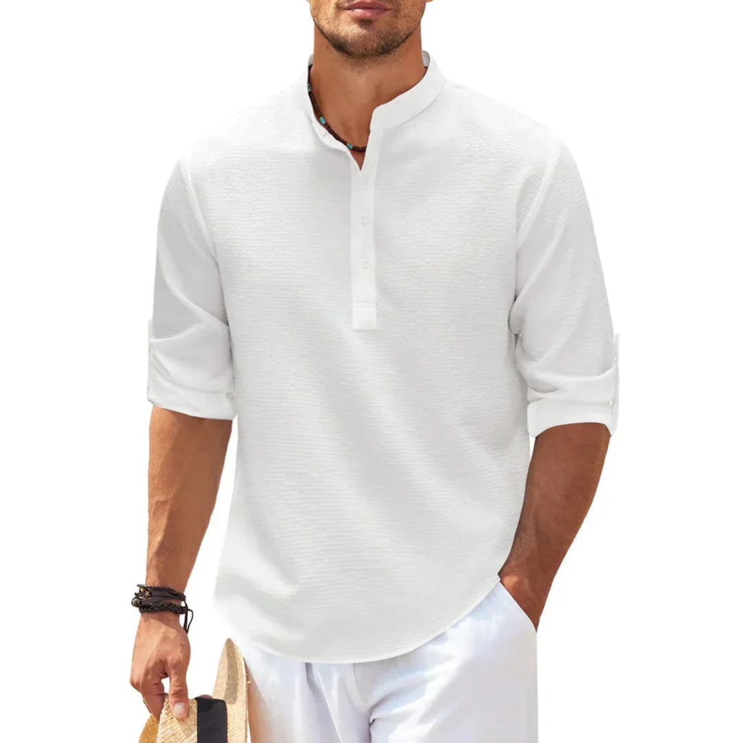 Casual Button-Down Shirt for Men, Breathable Smart-Casual Cotton Fit