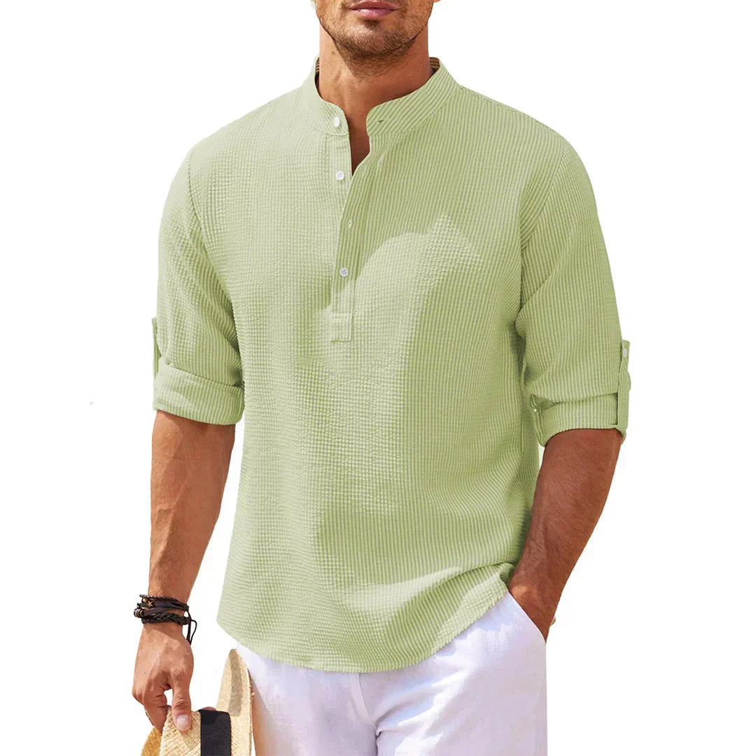 Casual Button-Down Shirt for Men, Breathable Smart-Casual Cotton Fit