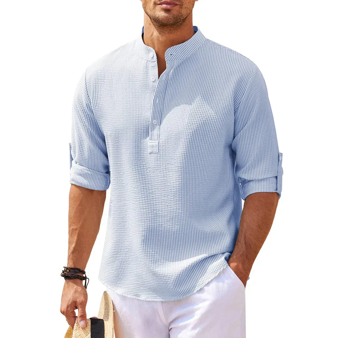 Casual Button-Down Shirt for Men, Breathable Smart-Casual Cotton Fit