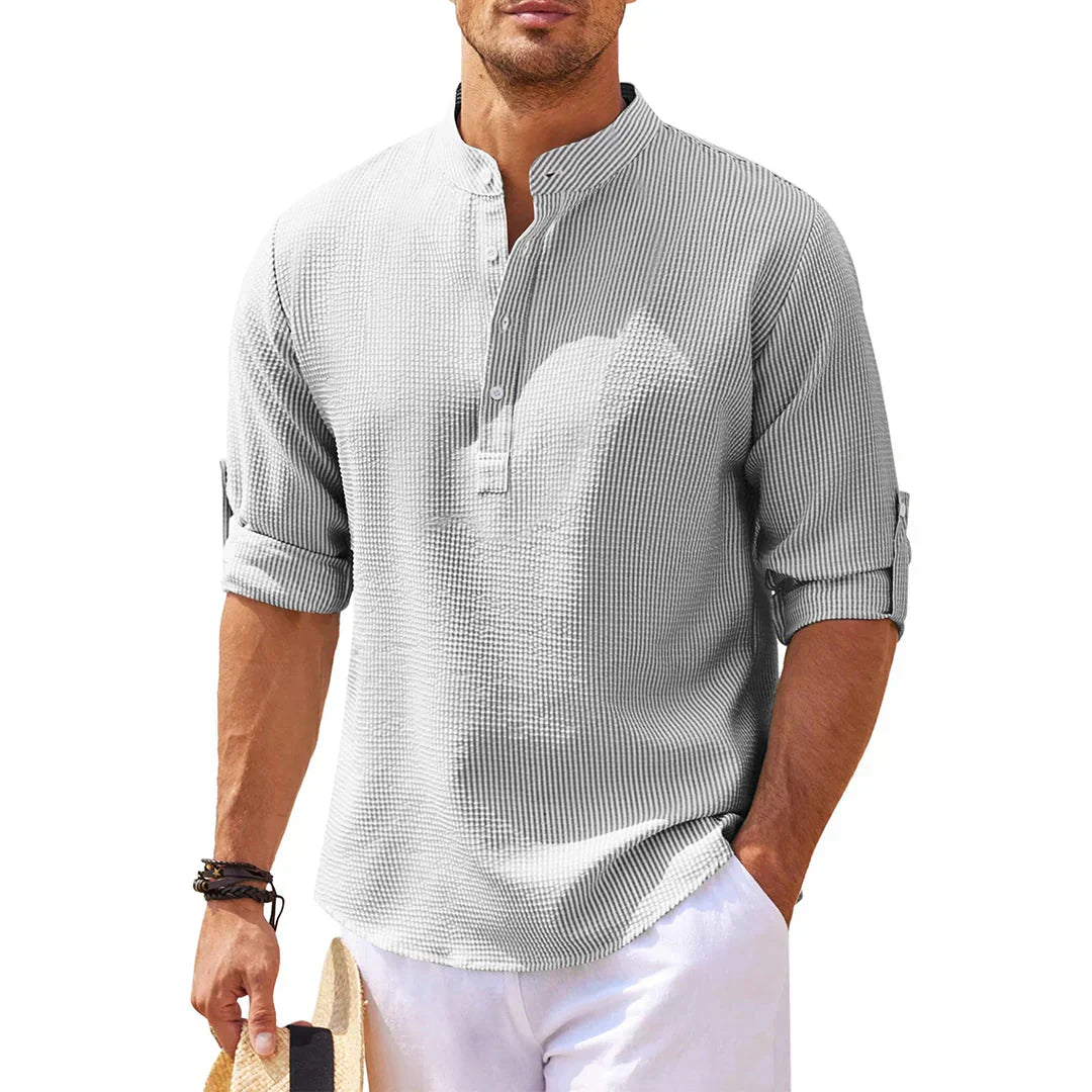 Casual Button-Down Shirt for Men, Breathable Smart-Casual Cotton Fit