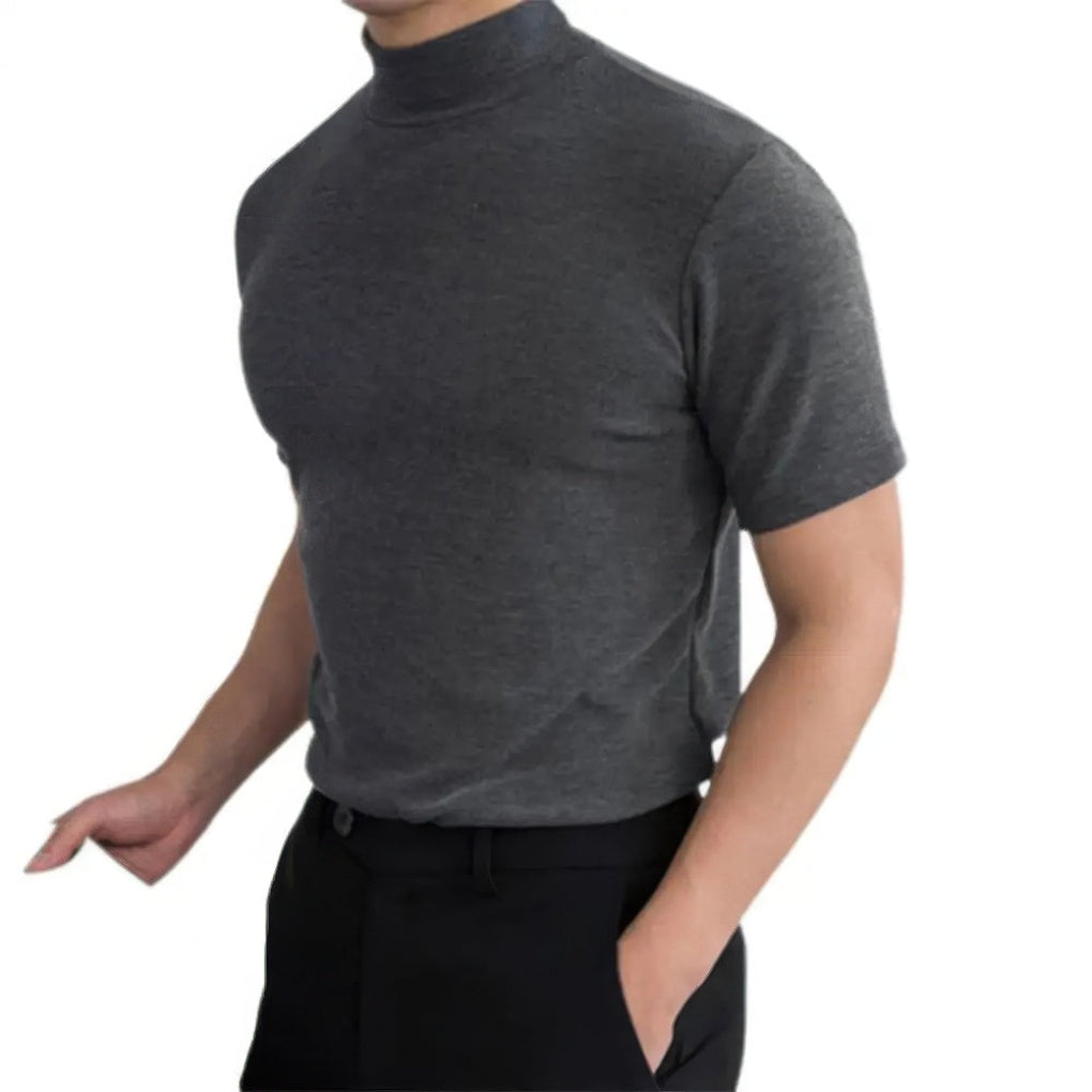 Men's Breathable Turtleneck Shirt - Short-Sleeve Summer Top