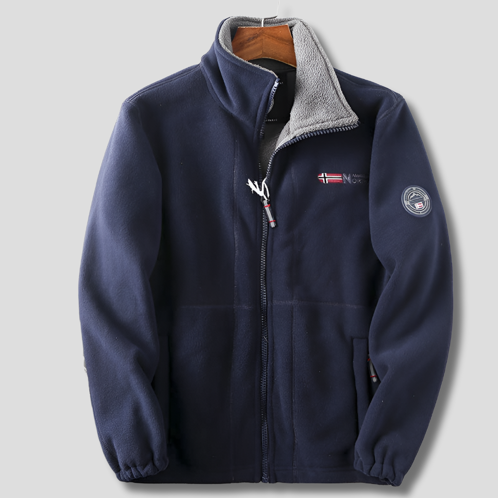 Men's Outdoor Fleece Jacket, Full Zip Stand Collar Fleece