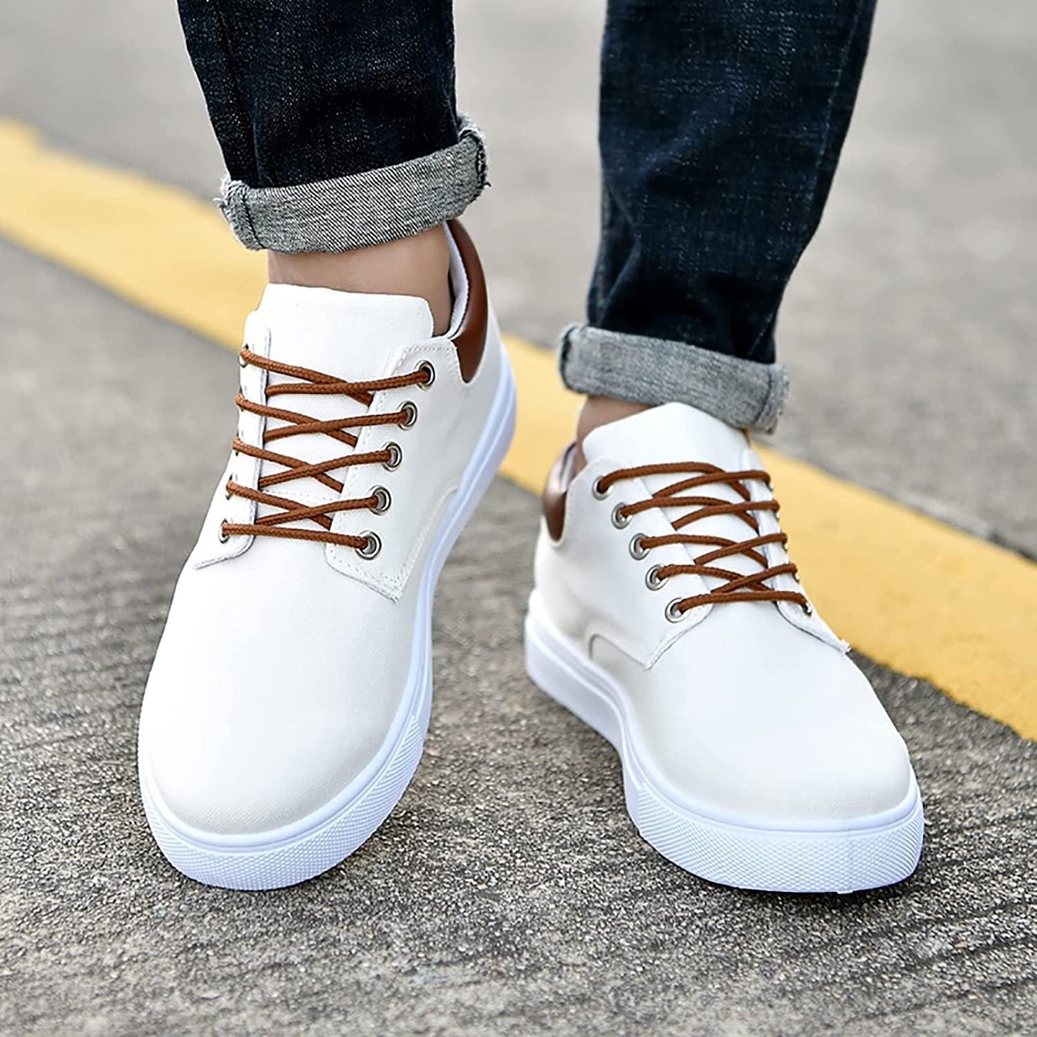 Men's Low-Top Canvas Sneakers - Lace-Up with Rubber Sole