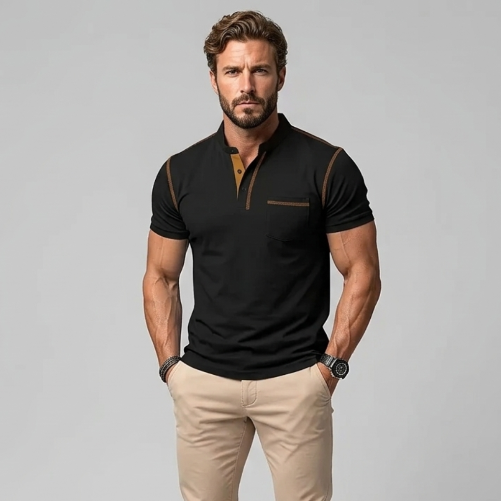 Men's Ribbed Collar Polo Shirt, Knit Polo for Casual and Smart-Casual Wear