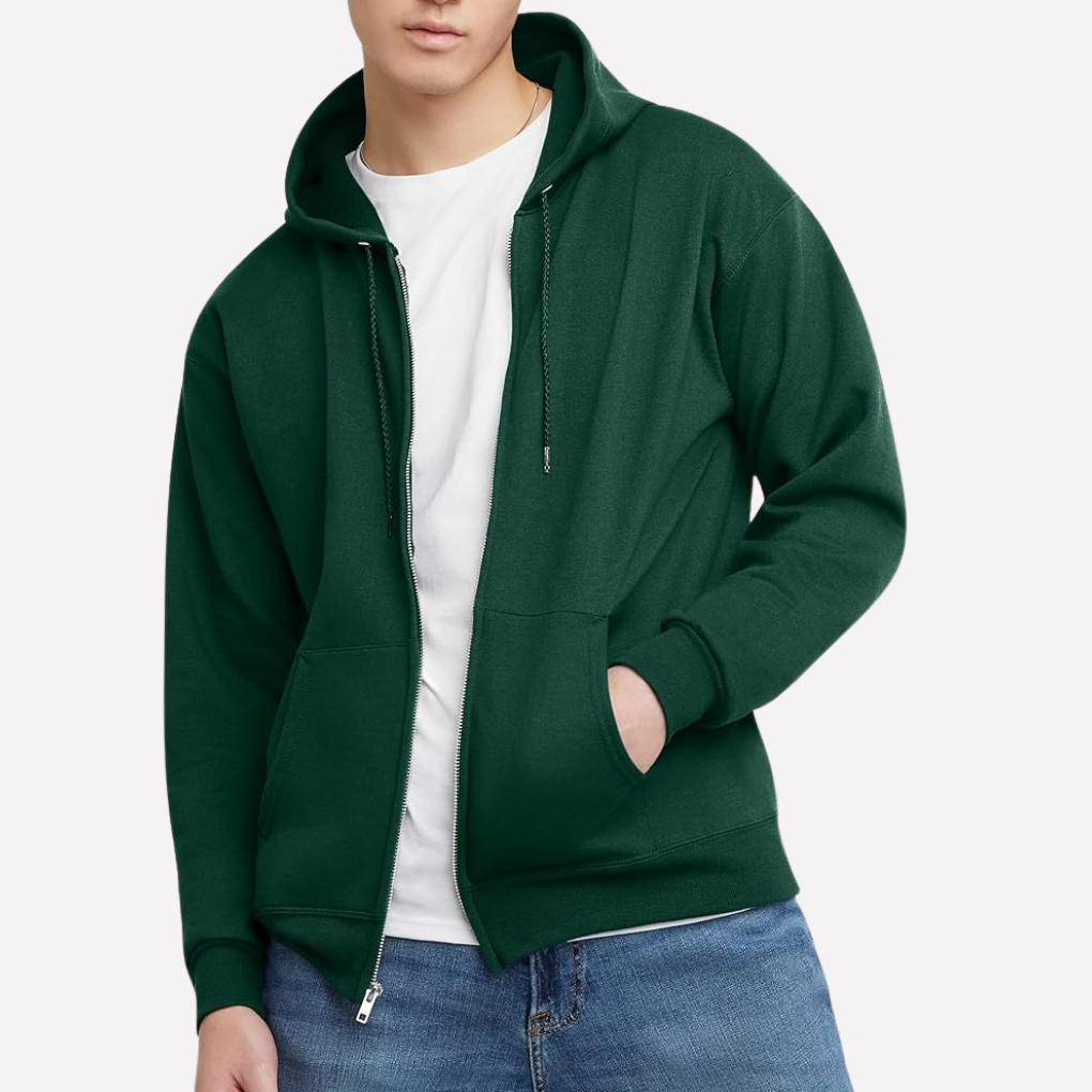 Men's Full-Zip Hoodie, Cotton-Poly Blend Casual Layer