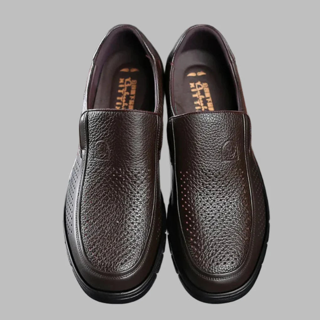 Men's Genuine Leather Casual Shoes, Water-Resistant Non-Slip Sole