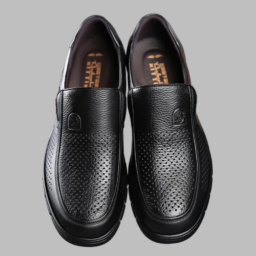 Men's Genuine Leather Casual Shoes, Water-Resistant Non-Slip Sole
