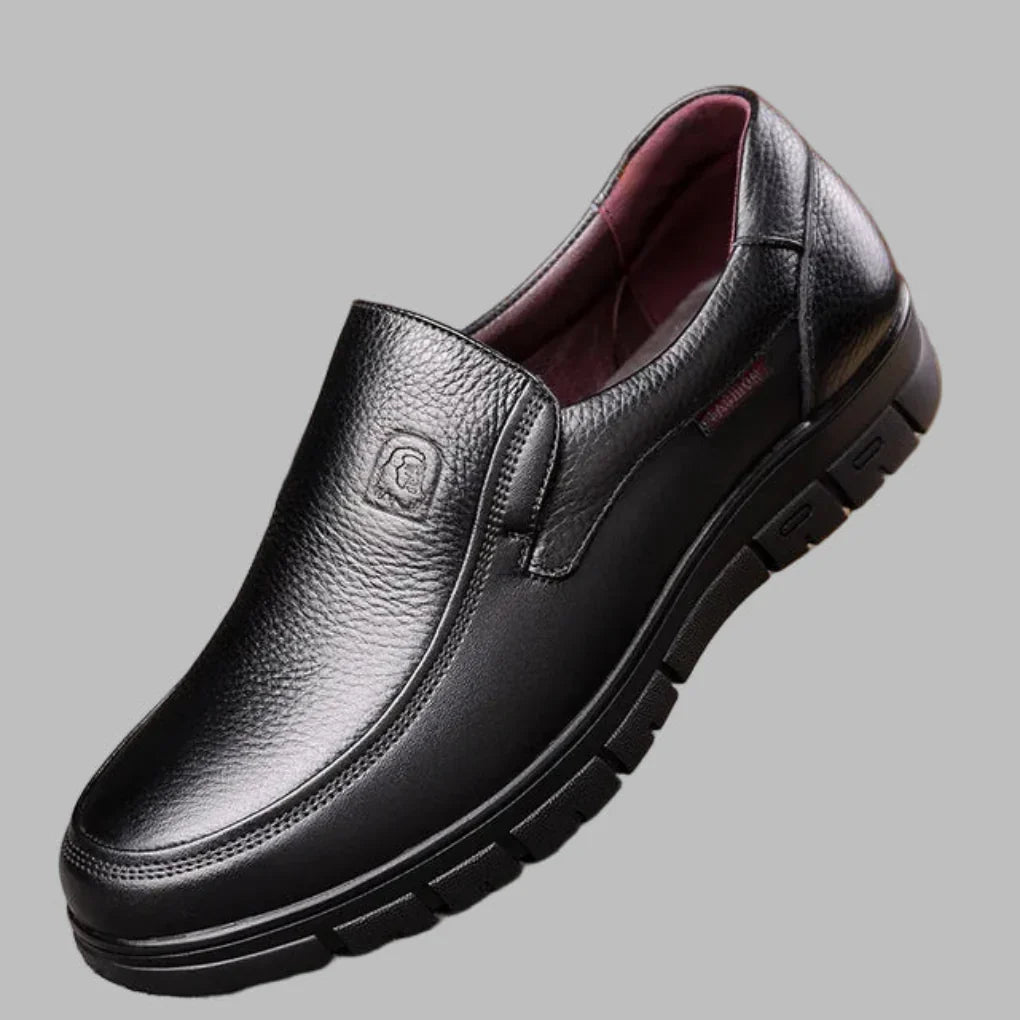 Men's Genuine Leather Casual Shoes, Water-Resistant Non-Slip Sole