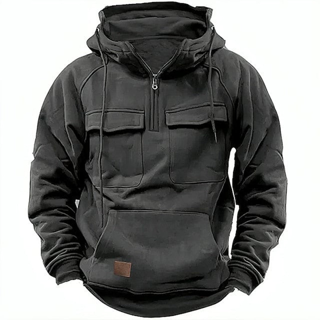 Men's Retro Motorcycle Hoodie | Zip-Up Fleece Jacket with Pockets