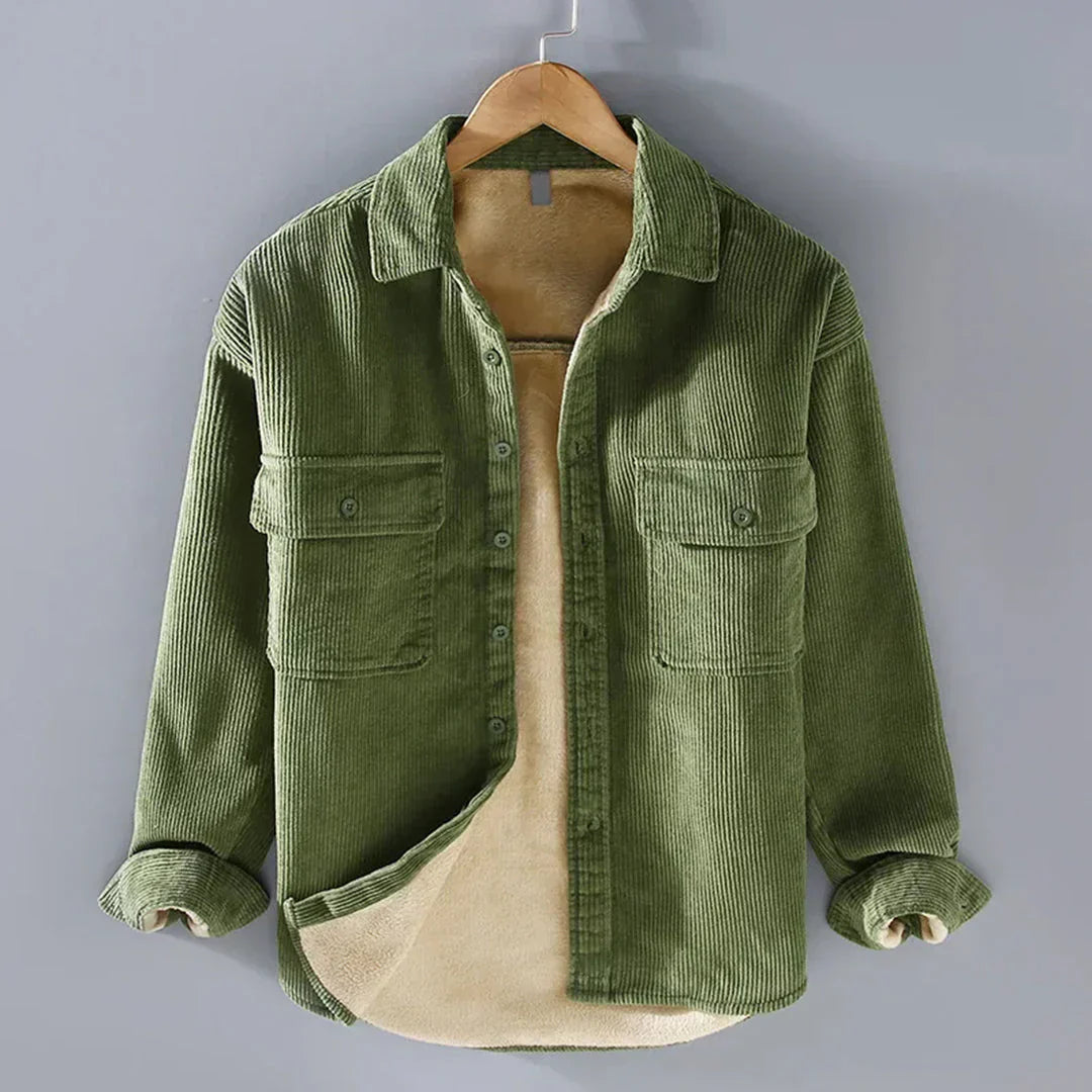 Men's Corduroy Shirt - Warm Vintage Button-Up Casual Shirt